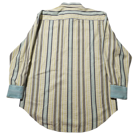 Robert Graham Mens Large Long Sleeve Button Front Shirt Stripes Flip Cuff - Picture 4 of 8